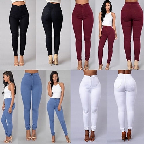 Woman Pencil Stretch Casual Look Denim Skinny Jeans Pants High Waist Trousers Woman Pencil Stretch Casual Look Denim Skinny Jeans Pants High Waist Trousers